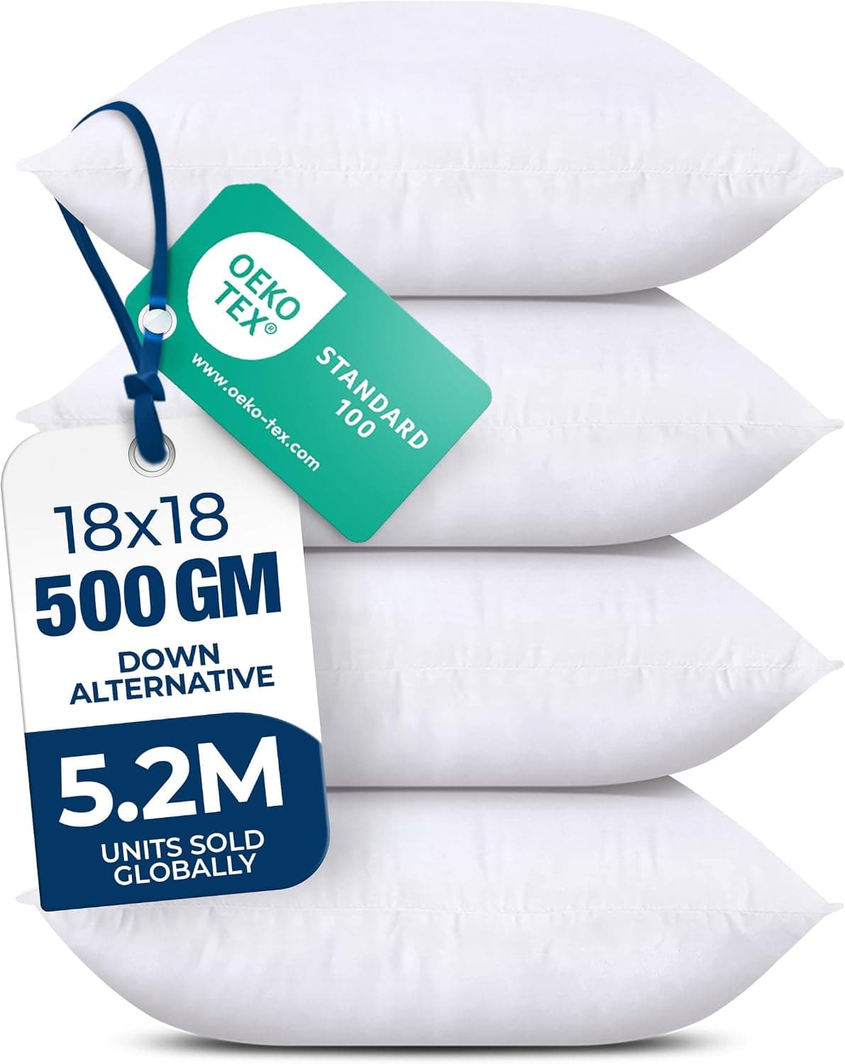 Utopia Bedding Throw Pillows, Insertos de almohada decorativos de 18x18, Juego de 4