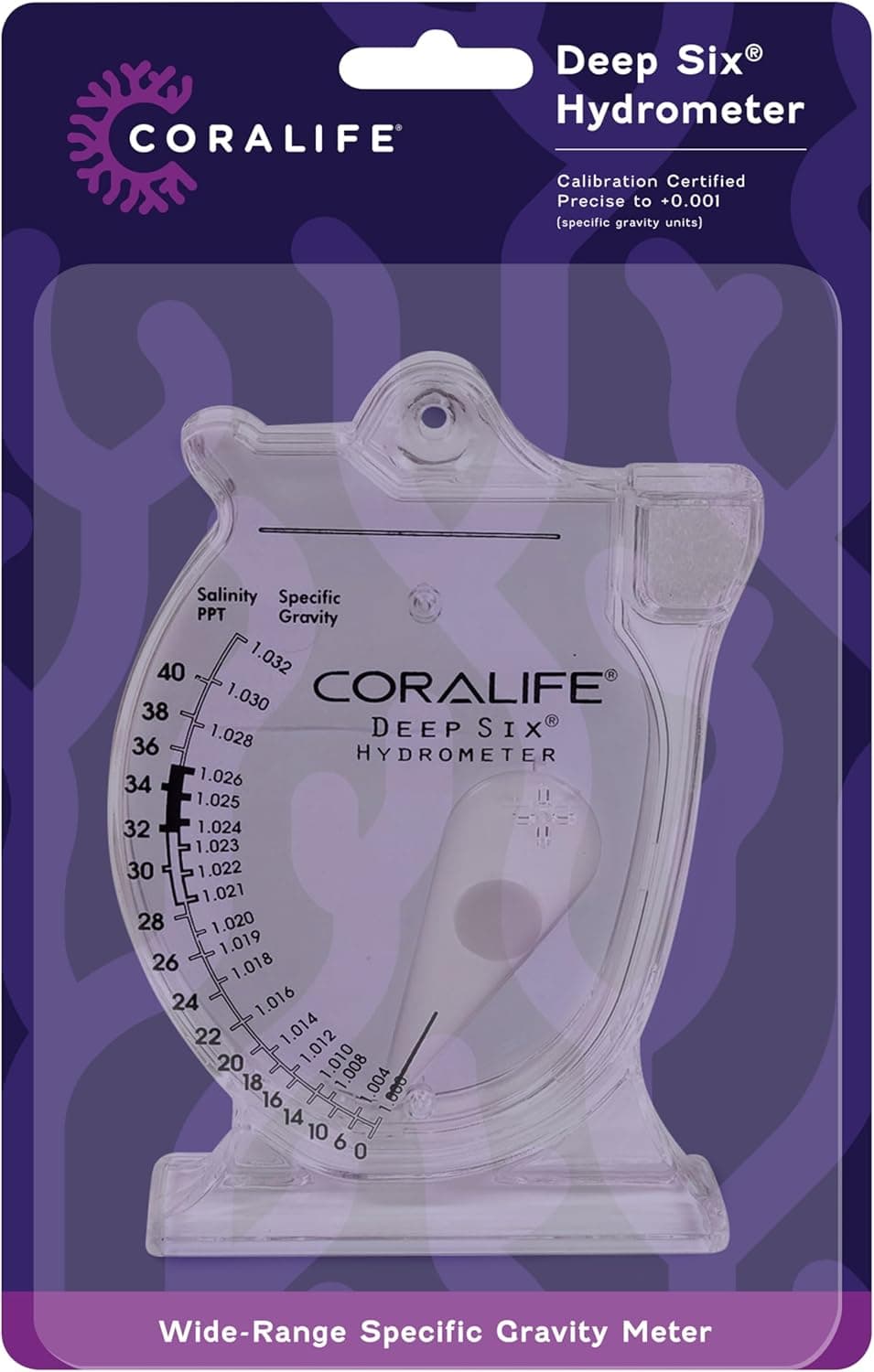 Coralife Deep Six Hydrometer for Aquarium Fish Tank Salinity