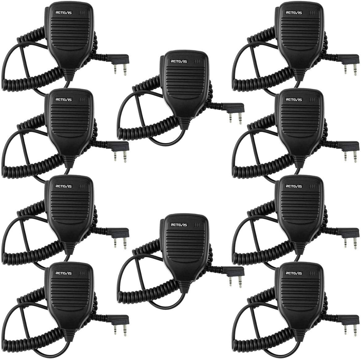Retevis 2 Pin Walkie Talkie Shoulder Speaker Mic, 5 Pack | for Retevis H-777/RT22/RT68/RT21/H777S, Compatible with BAOFENG UV-5R/BF-F8HP, Samcom, pxton, Kenwood Walkie Talkie