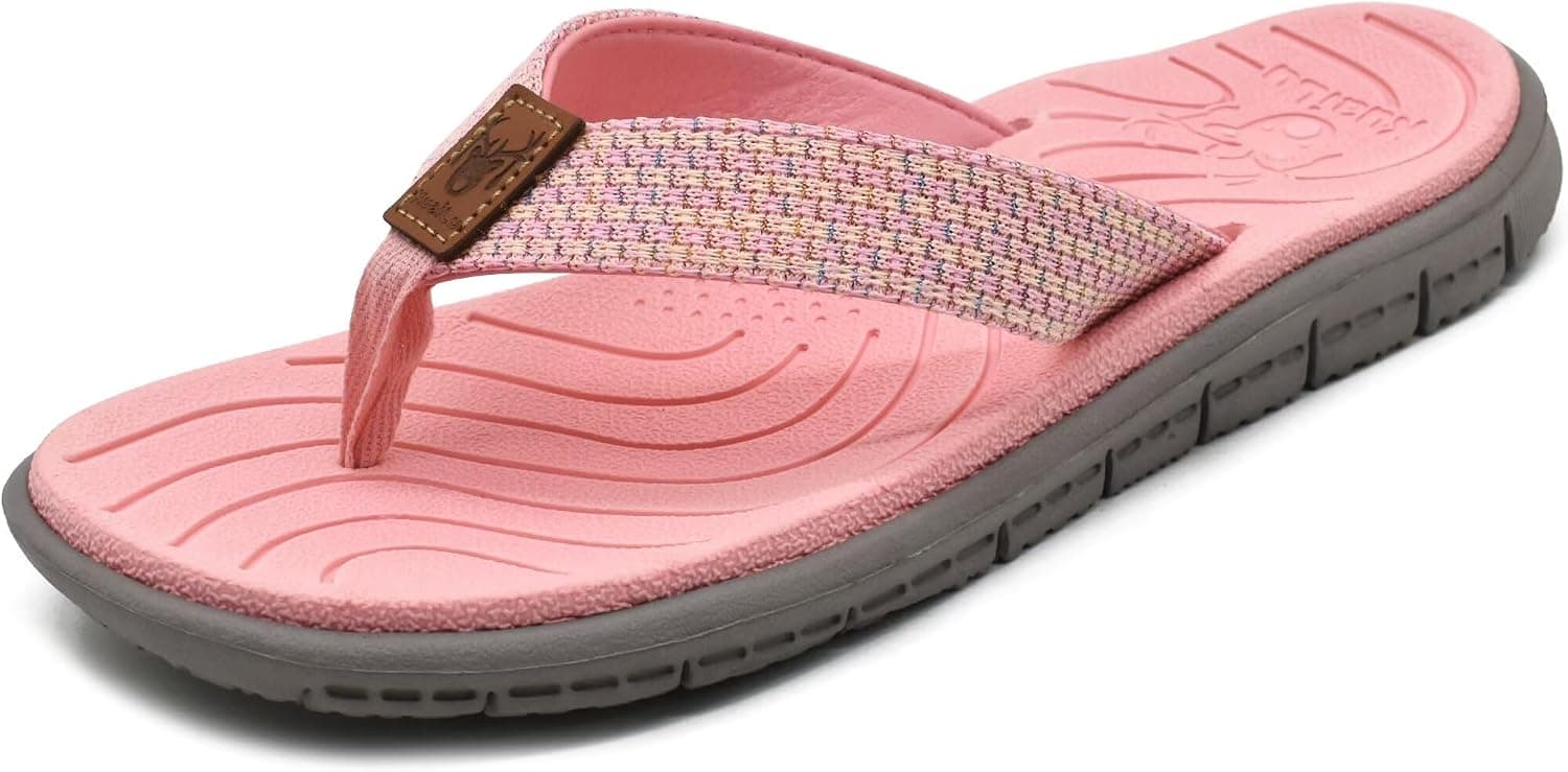 KuaiLu Chanclas casuales para mujer Sandalias de playa de verano con cojín ligero | Cómodos zapatos deportivos para caminar, tanga, trajes de piscina, antideslizantes, para interiores y exteriores