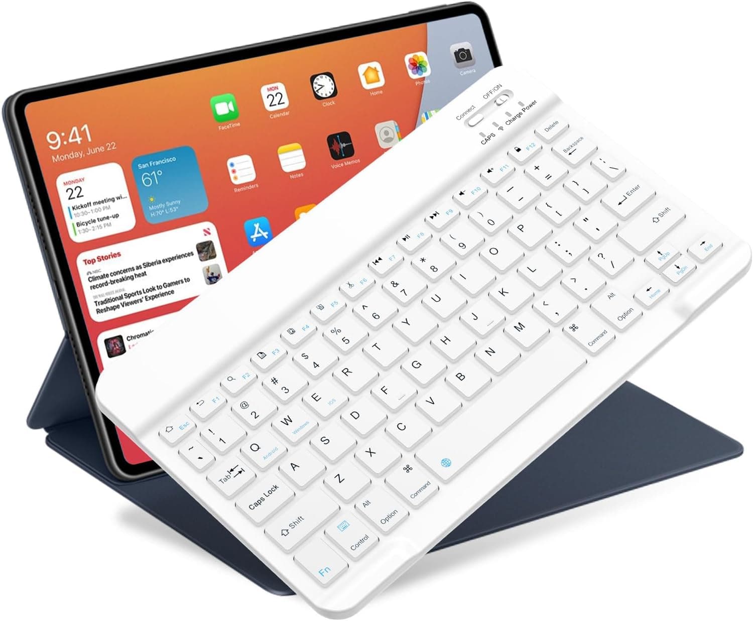 Teclado Bluetooth para iPad de 10.ª generación, iPad Pro de 13/12/11/10/9/8/7 pulgadas, iPad Air de 13/11.ª generación, iPad Mini, tabletas IOS Windows Android - Accesorios de computadora portátiles inalámbricos delgados para viajes y oficinas