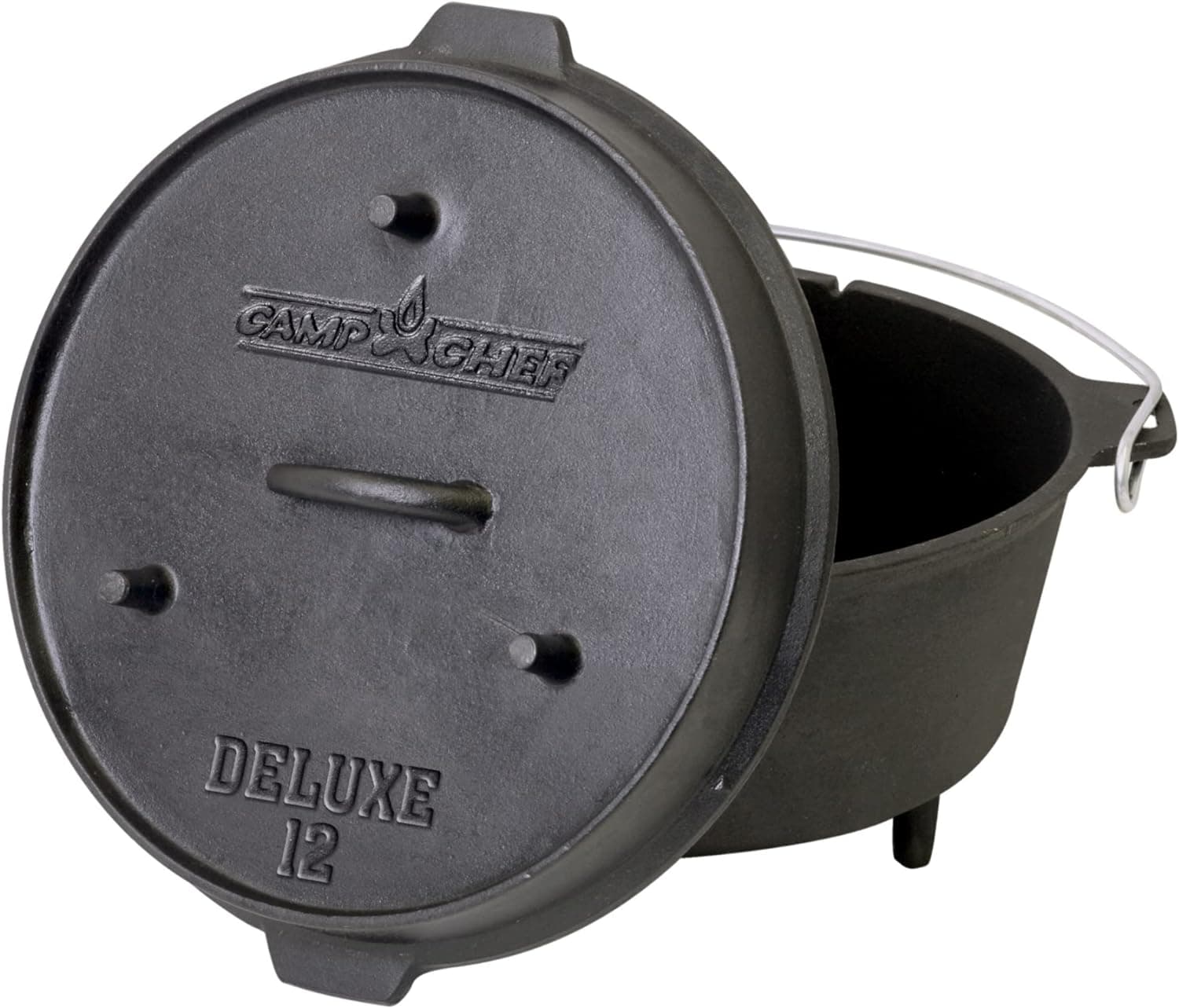 Camp Chef DO-12 Pre Seasoned Cast Iron Dutch Oven, Black