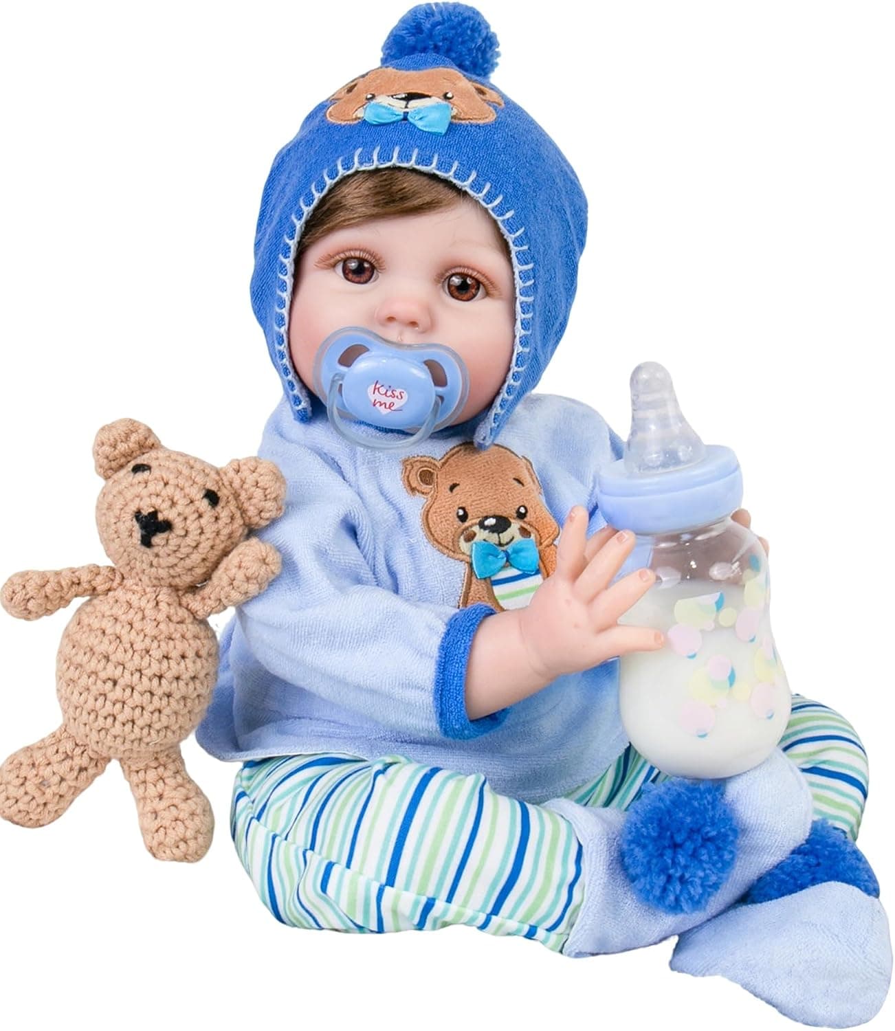 Aori Reborn Baby Boy Doll - Niño recién nacido realista con peso de 22 pulgadas con cuerpo ultra suave, chupete y traje | Muñeca bebé de vinilo suave hecha a mano para niños mayores de 3 años, niños pequeños, coleccionistas