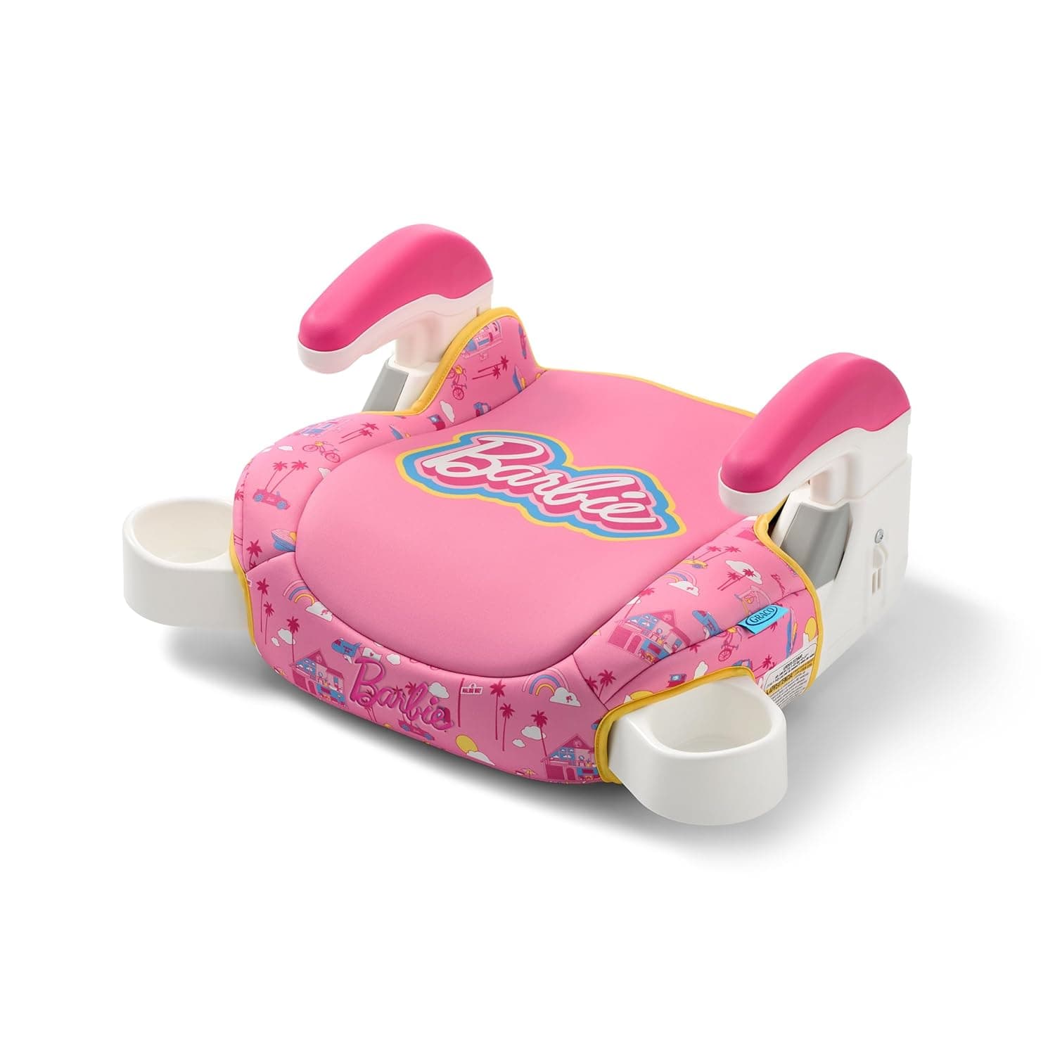 Graco TurboBooster 2.0 Asiento elevador sin respaldo para automóvil, Barbie, asiento elevador de viaje para niños de 4 a 10 años, peso de 40 a 100 libras y altura de hasta 57 pulgadas