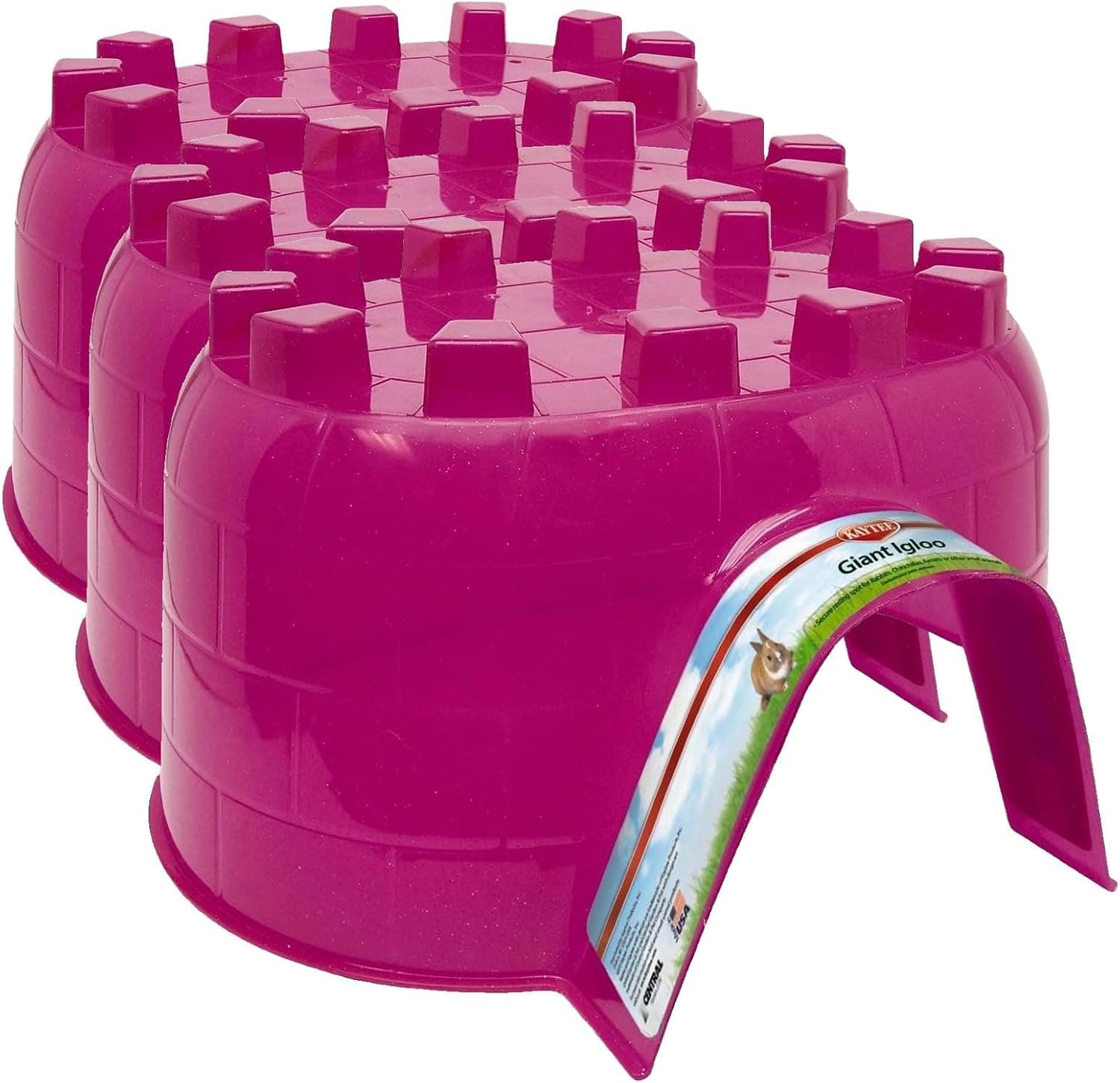 Kaytee Igloo Habitat Hideout para conejos, hurones, cobayas y otros animales pequeños, gigante (paquete de 3)