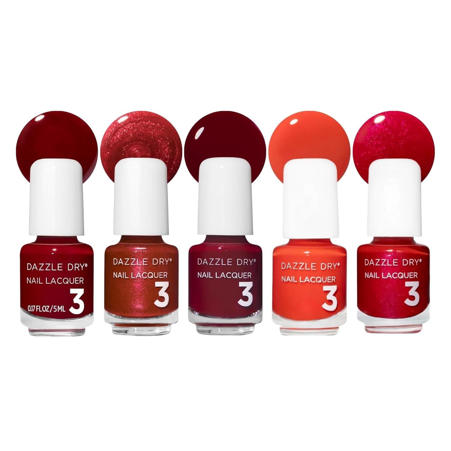 Dazzle Dry Mini Flight – Best of Reds – 5 Mini Lacquers | 5-Piece Mini Nail Polish Set · Fast-Drying · Long-Lasting · Non-Toxic Manicures