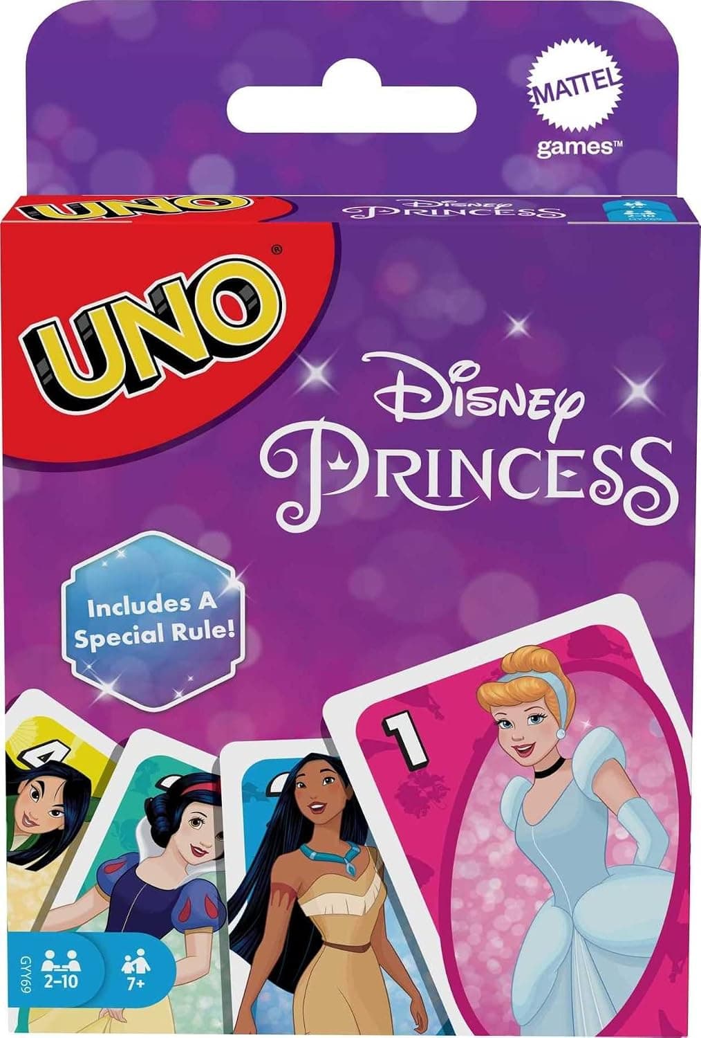 Mattel Games UNO Disney Princesses Juego de cartas a juego, 112 cartas con comodín único e instrucciones para jugadores de 7 años en adelante, regalo para niños, familia y noche de juegos para adultos