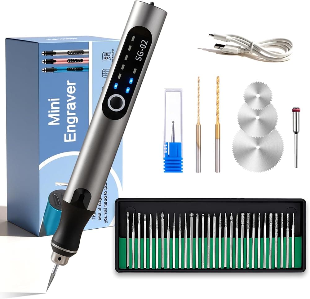 Máquinas de grabado recargables USB Bolígrafo con 35 bits,mini grabadoras eléctricas Máquinas de grabado Herramientas giratorias inalámbricas Joyería grabada Piedra Metal Plástico Resina de madera