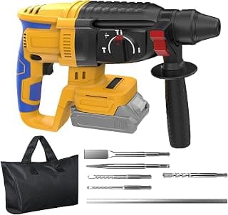 Martillo perforador inalámbrico SDS compatible con taladro perforador SDS sin escobillas con batería Dewalt de 20 V para hormigón/mampostería/madera/metal, 4 modos con bolsa de transporte y 5 taladros (solo herramienta)