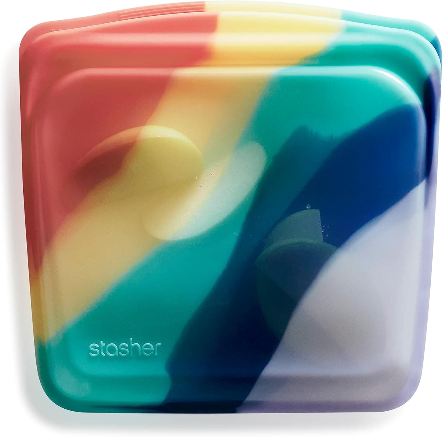 Bolsa para sándwich de silicona reutilizable Stasher Premium, Rainbow Splash, 28 oz | Silicona apta para alimentos, sin fugas, sin BPA, ecológica, congelador, microondas, lavavajillas, horno, preparación de comidas, recipiente para almuerzo