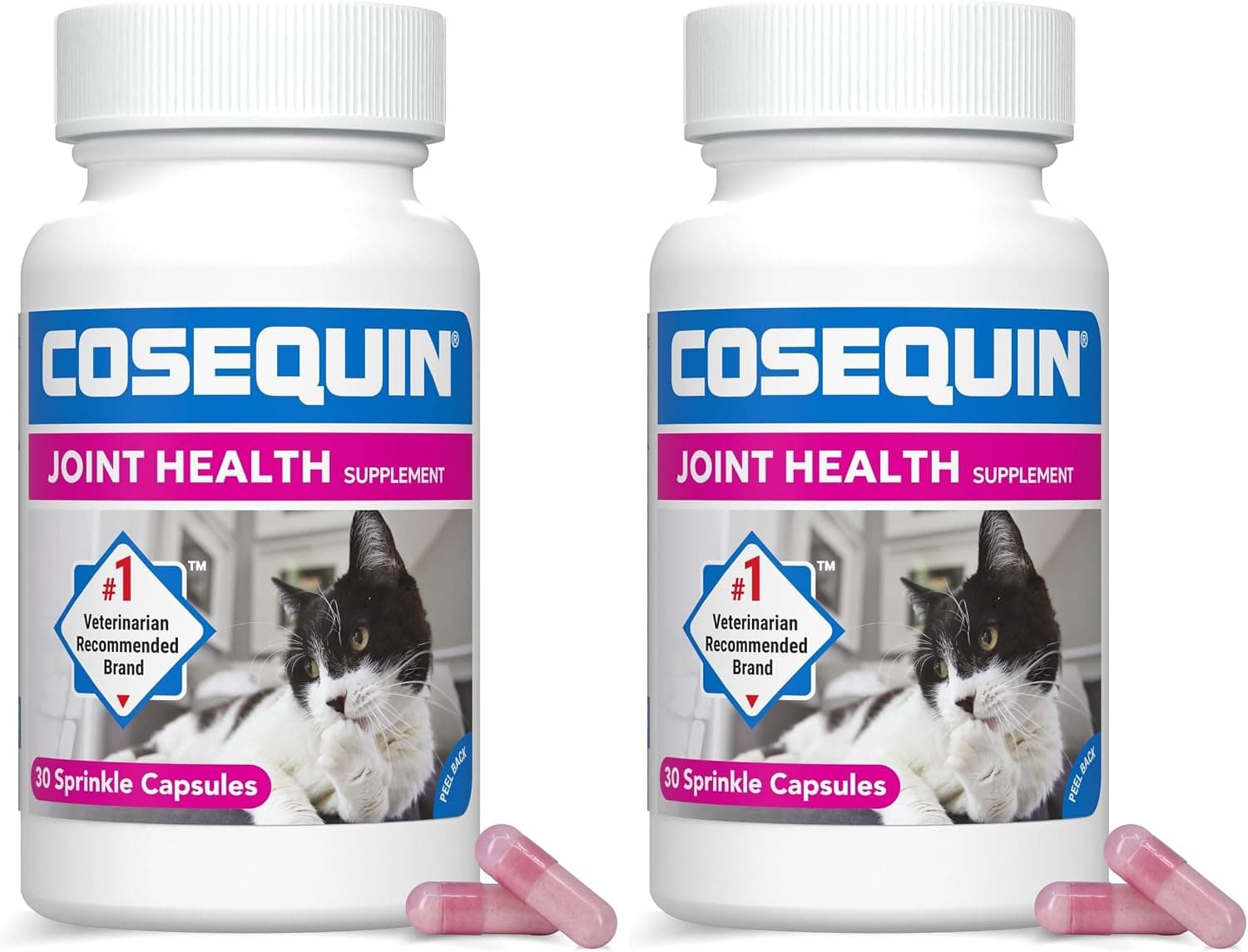 Nutramax Cosequin para gatos Suplemento para la salud de las articulaciones, contiene glucosamina para gatos, además de condroitina, apoya las articulaciones saludables, para todas las razas y tamaños, cápsulas espolvoreadas, 30 unidades (paquete de 2)