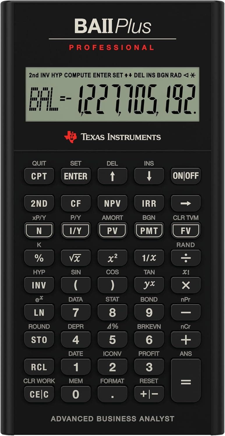 Calculadora financiera profesional BA II Plus Texas Instruments | Calculadora financiera avanzada; Potentes funciones de cálculo