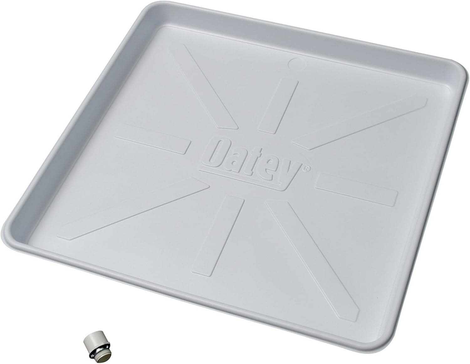 Oatey 34067 Bandeja de drenaje para lavadora, plástico de alto impacto, 28 x 30 pulgadas, blanco