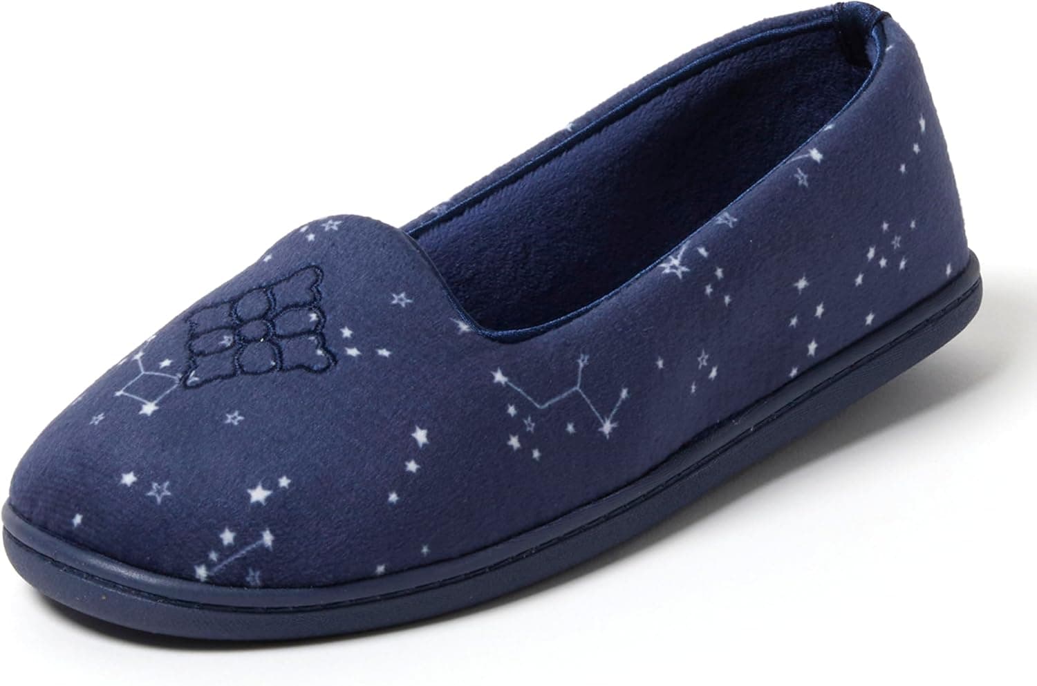 Dearfoams Rebecca - Zapatos de casa ligeros y de espuma viscoelástica suave para mujer, mocasines acogedores con forro cálido y pantuflas anchas
