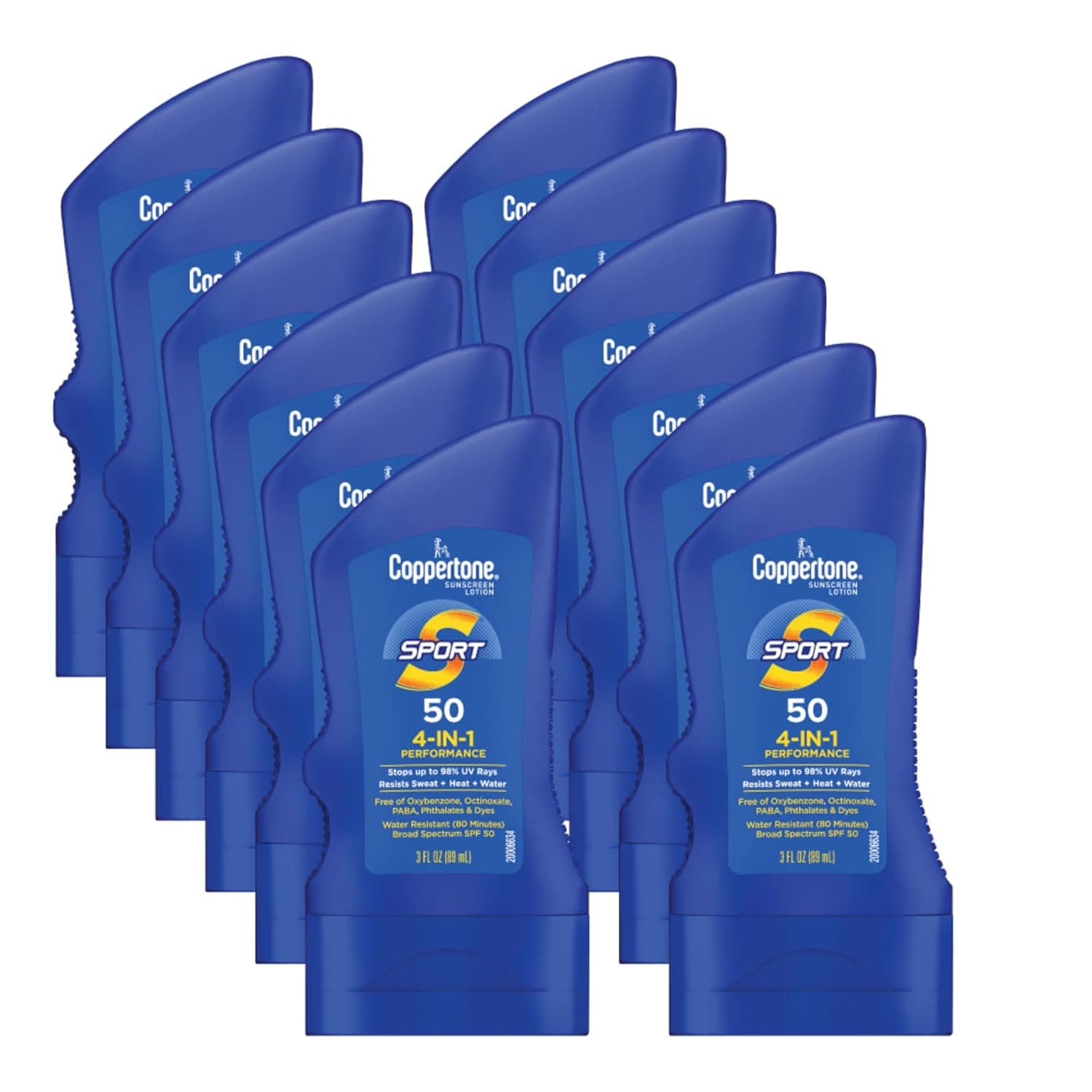 Coppertone SPORT Loción de protección solar SPF 50, paquete múltiple, 12 x 3 FL OZ