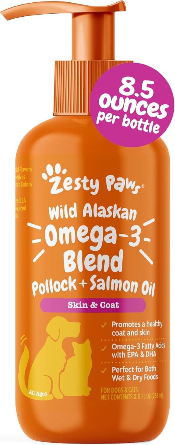 Aceite de salmón Zesty Paws para perros y gatos - Omega 3 para perros 8.5oz