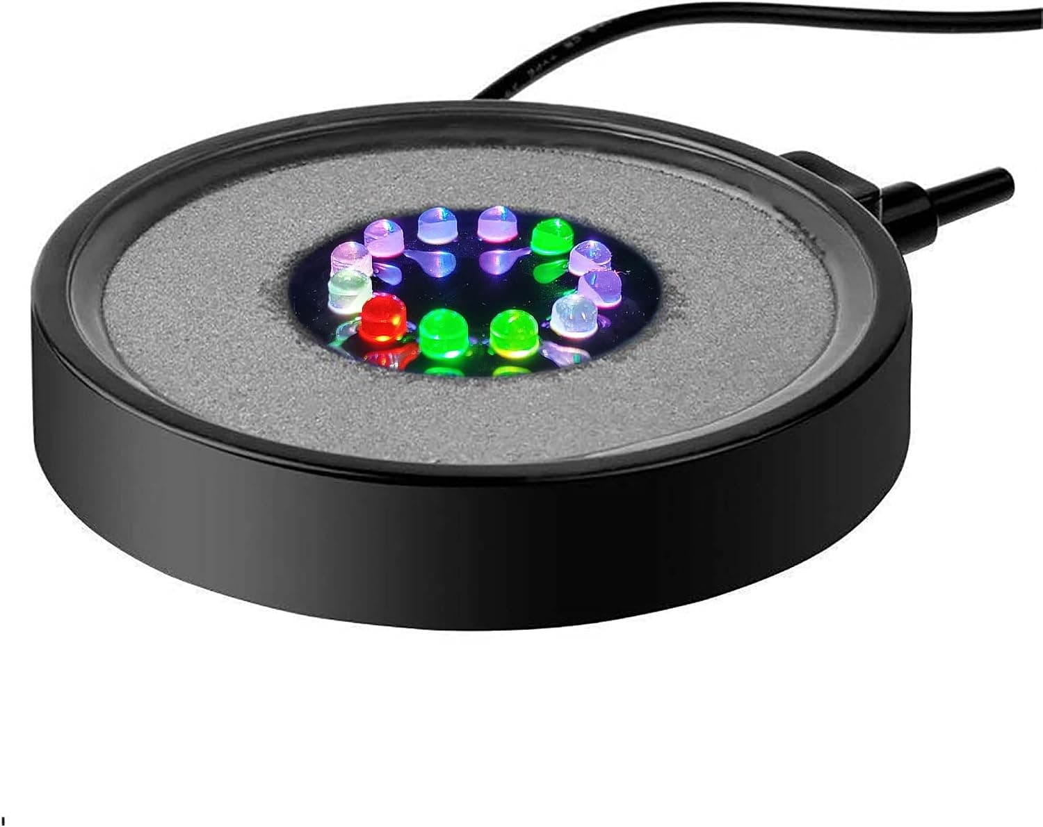 NICREW LED Aquarium Bubbling Stone Disk, 4 Inch Fish Tank Bubbler | Auto Color-Changing Lights, Continuous Bubble Stream, Better Water Circulation, Easy Installation
