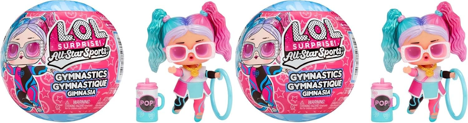 LOL Surprise All Star Sports Gymnastics con muñeca coleccionable, 8 sorpresas, tema de gimnasia, bola de equilibrio, muñeca deportiva, gran regalo, muñeca de edición limitada (paquete de 2)