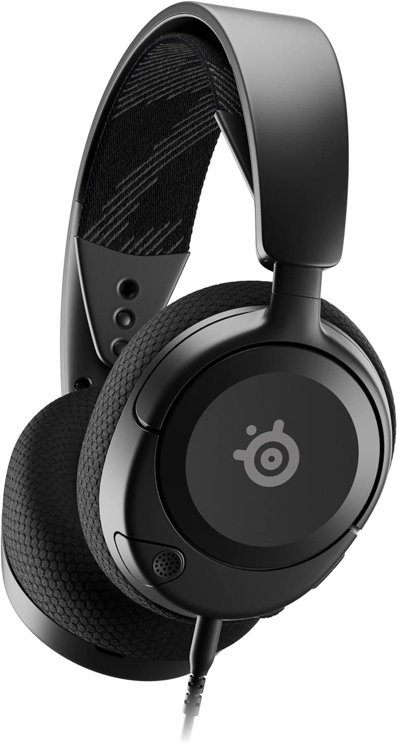 Auriculares para juegos multisistema SteelSeries Arctis Nova 1 — Controladores Hi-Fi — Audio espacial de 360° — Diseño cómodo — Duradero — Ultraligero — Micrófono con cancelación de ruido — PC, PS5/PS4, Switch, Xbox - Negro