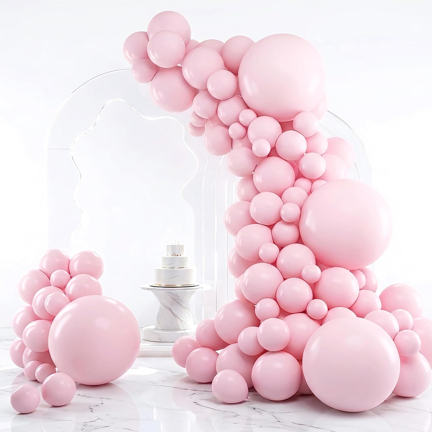 RUBFAC Pink Balloons Pastel Pink Balloon Arch Kit Different Sizes 129pcs | Balloons Garland Arch for Birthday Party Baby Shower Gender Reveal Wedding Anniversary Easter Decoration