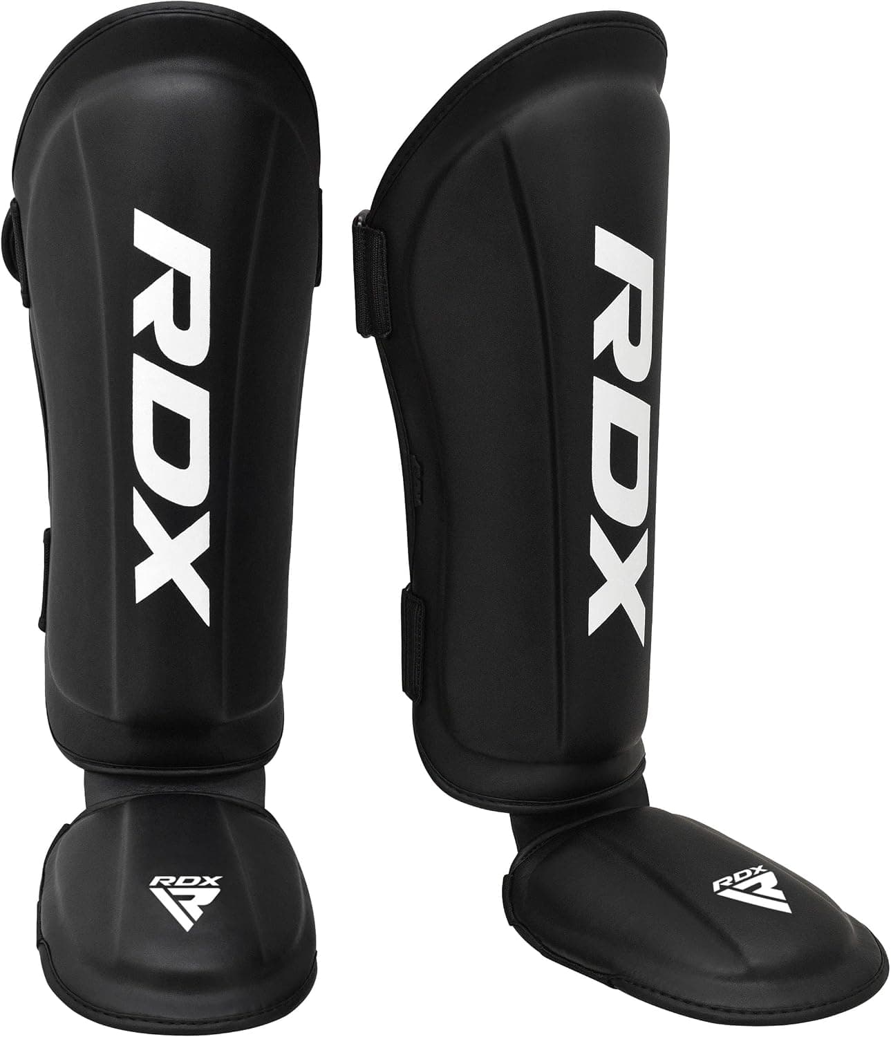 RDX Espinilleras Kickboxing Muay Thai, Aprobado por SATRA SMMAF, Cuero Maya Hide Premium, Almohadillas de protección para el empeine de las piernas, Equipo de Entrenamiento para Patadas y Sparring de Artes Marciales MMA, BJJ Karate Boxeo Taekwondo, Negro