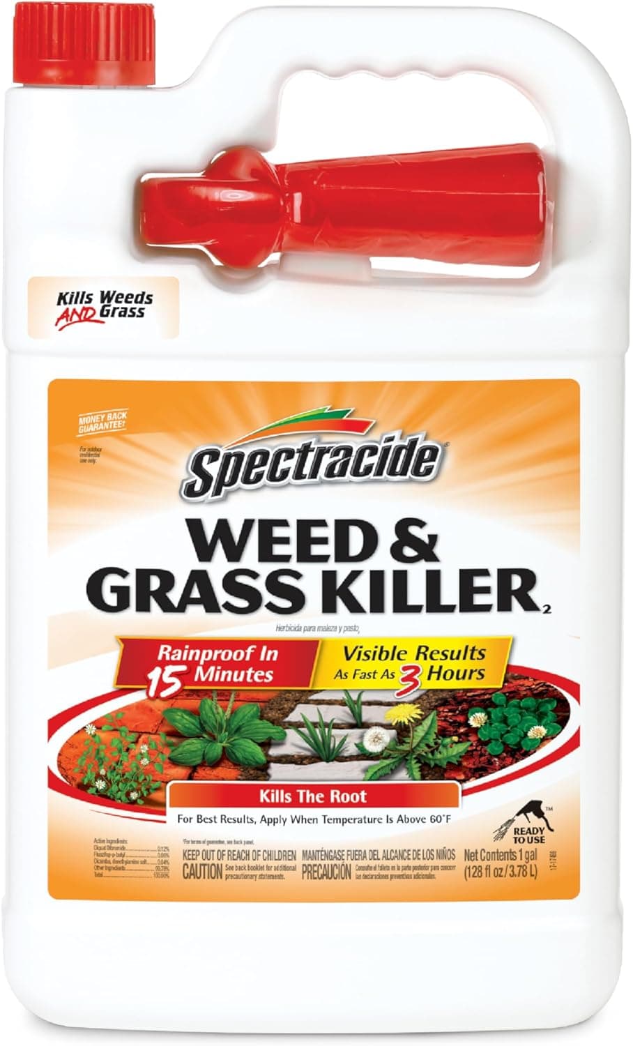 Spectracide Weed & Grass Killer, Use On Driveways, Walkways and Around Trees and Flower Beds, 1 Gallon (RTU Spray)