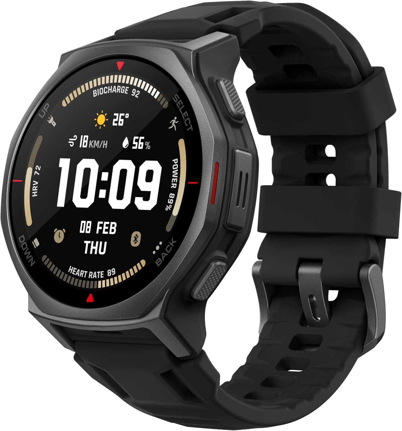 Reloj inteligente Amazfit T-Rex 3 Pro, cristal de zafiro AMOLED de 1,32", iOS/Android | 44 mm, batería de 17 días, GPS de doble banda, linterna, resistente al agua, bisel de titanio, estilo resistente/militar, mapas sin conexión