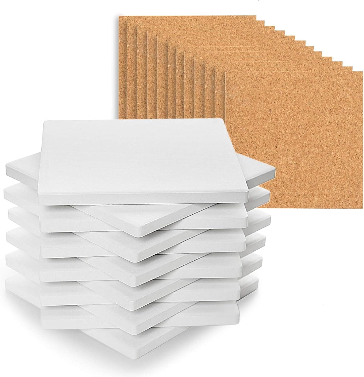 Posavasos de cerámica en blanco, azulejos de cerámica blancos para manualidades, 4x4 en 12 piezas