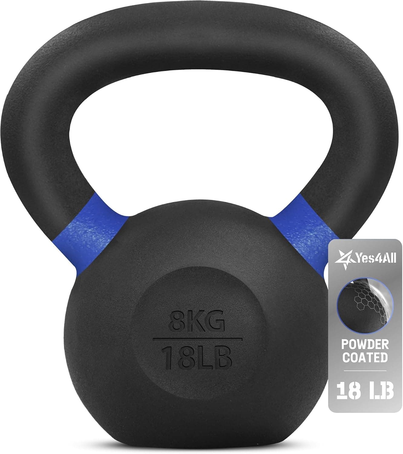 Yes4All Pesa rusa de hierro fundido con recubrimiento en polvo, individual azul profundo, 40 KG / 88 LB