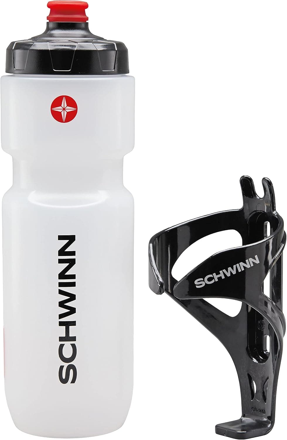 Schwinn 26oz Bike Water Bottle with Cage, BPA-Free, Dual Nozzle