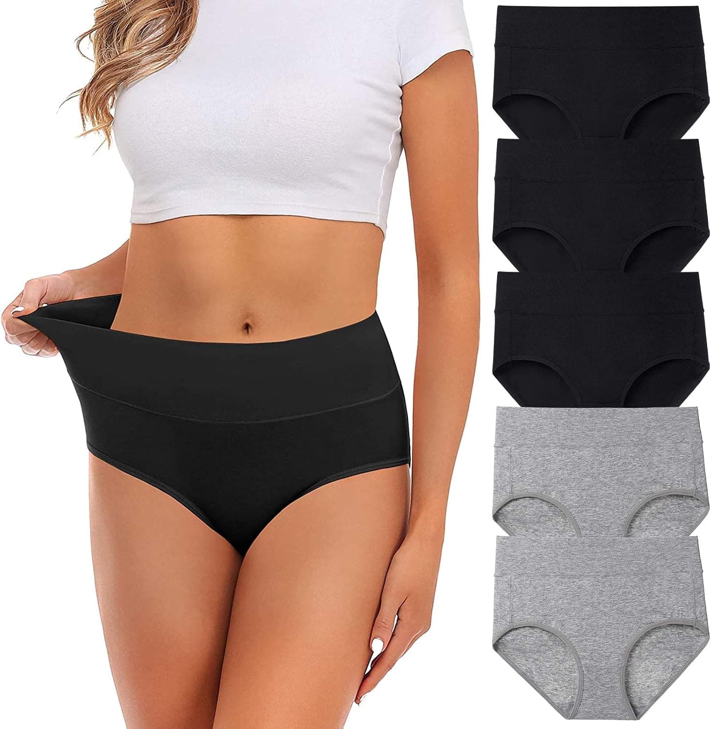 Ropa interior para mujer, algodón, cintura media, sin parte superior de muffin, cobertura completa, bragas para mujer, lencería, ropa interior para mujer, paquete múltiple