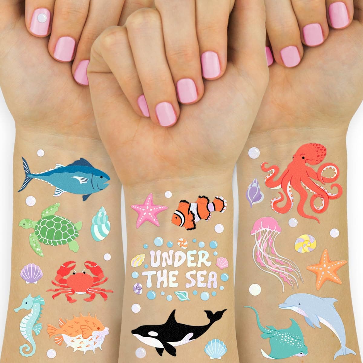 xo, Fetti 64pc Sea Creature Temporary Tattoos | Kids Party Ocean Animal | Fetti Underwater, 64 Styles, Animal Birthday, Supplies, Aquarium Activity, Fish Tats, Bday Decor