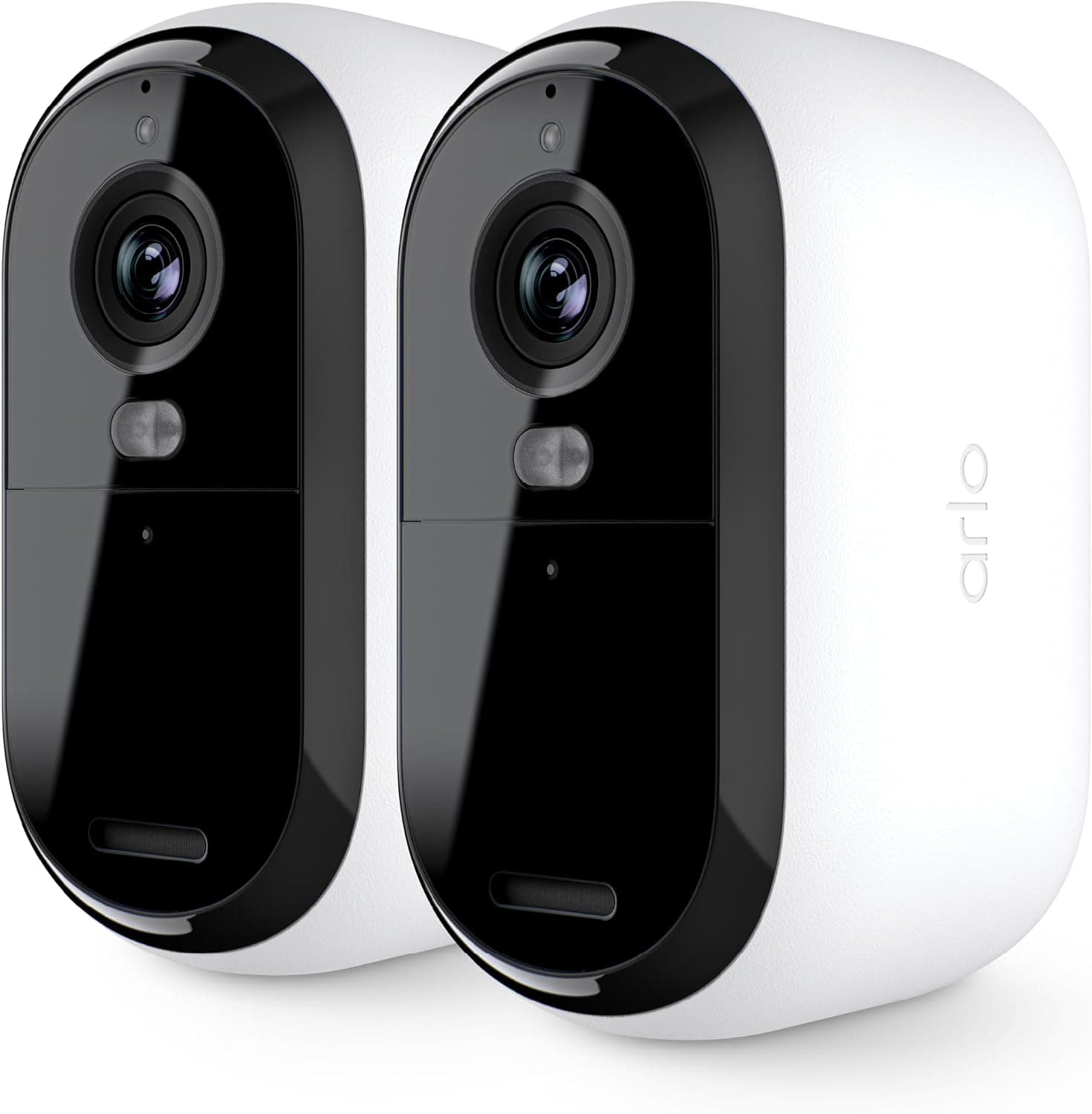 Cámaras de seguridad Arlo Essential inalámbricas para exteriores 2K (2.ª generación, lanzamiento de 2023): alimentación por batería, reconocimiento de personas, detección de paquetes, vista previa animada, prueba de 1 mes del plan seguro, 2 cámaras, color blanco