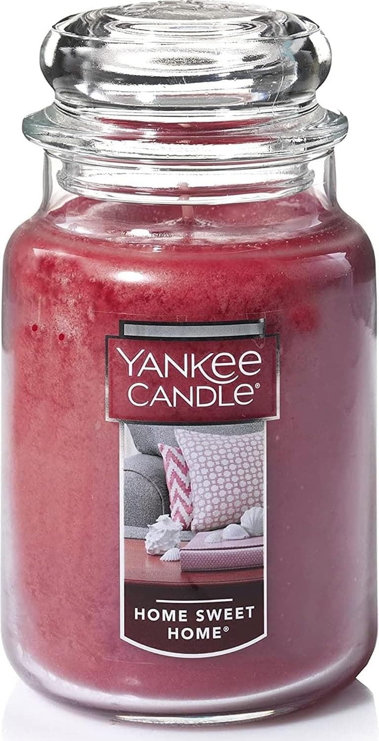 Yankee Candle Home Sweet Home Vela perfumada clásica en tarro grande de 22 oz con una sola mecha, más de 110 horas de combustión, ideal para otoño al aire libre y decoraciones navideñas