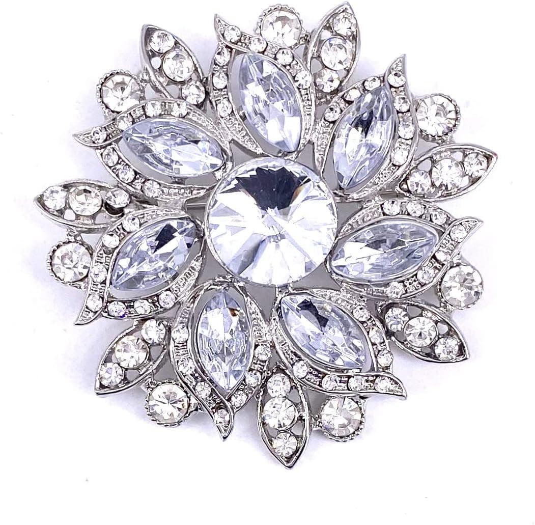 LAXPICOL Broche de Flor Elegante de Cristal Austriaco Vintage para Mujer Broche de Boda
