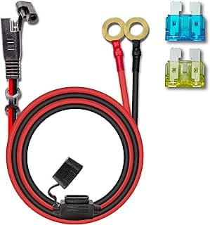 Cables de extensión de conector SAE de 10 AWG y 2 pies con fusible de 15 y 20 A | Arnés de desconexión rápida del terminal SAE de 2 pines a junta tórica para automóvil, motocicleta, panel solar