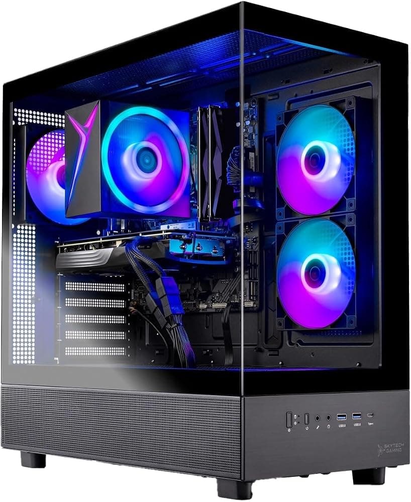 Skytech Gaming Azure 3 Gaming PC, AMD Ryzen 7 5700 3.7GHz, NVIDIA RTX 5060, 1TB NVMe SSD, 32GB DDR4 RAM 3200, 650W Gold PSU, Wi-Fi, Win 11, Desktop