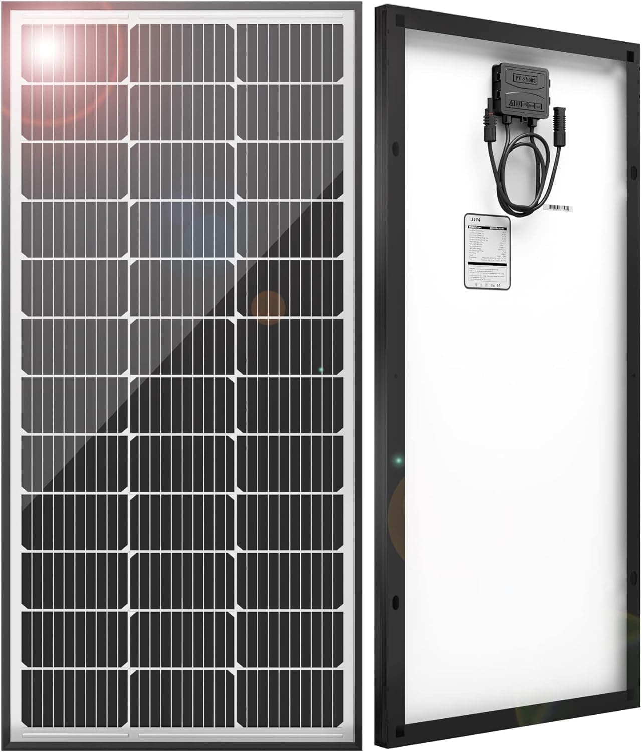 Paneles solares JJN de 100 vatios, panel solar monocristalino 10BB de 12 V 100 W, cargador de energía de módulo fotovoltaico de alta eficiencia del 23% para aplicaciones de vehículos recreativos, hogares, granjas, barcos, caravanas y fuera de la red