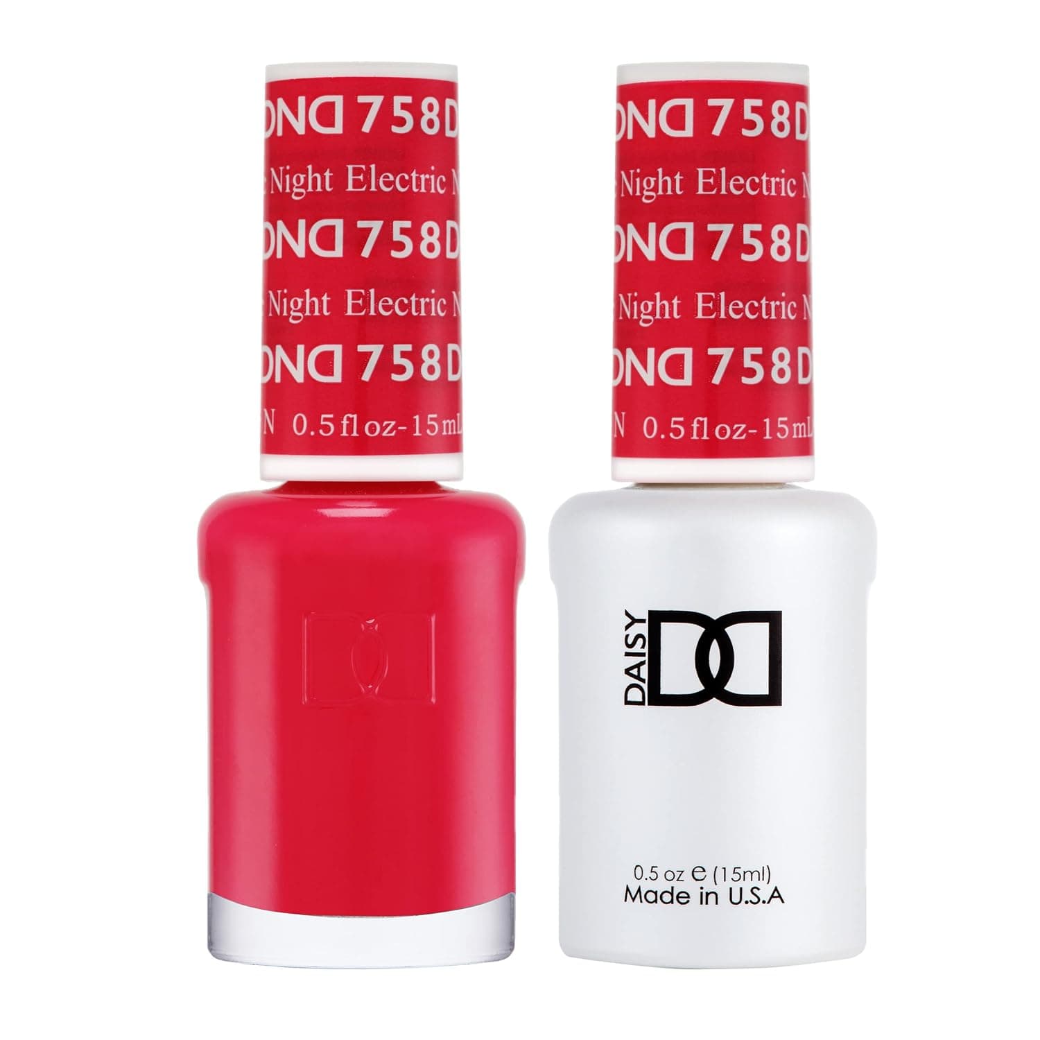 DND Esmalte de uñas en gel dúo, rojo, 0,5 onzas líquidas cada uno | Juego de esmalte de gel UV/LED y laca de secado al aire a juego, color de uñas rojo de larga duración sin astillas, fácil eliminación mediante remojo