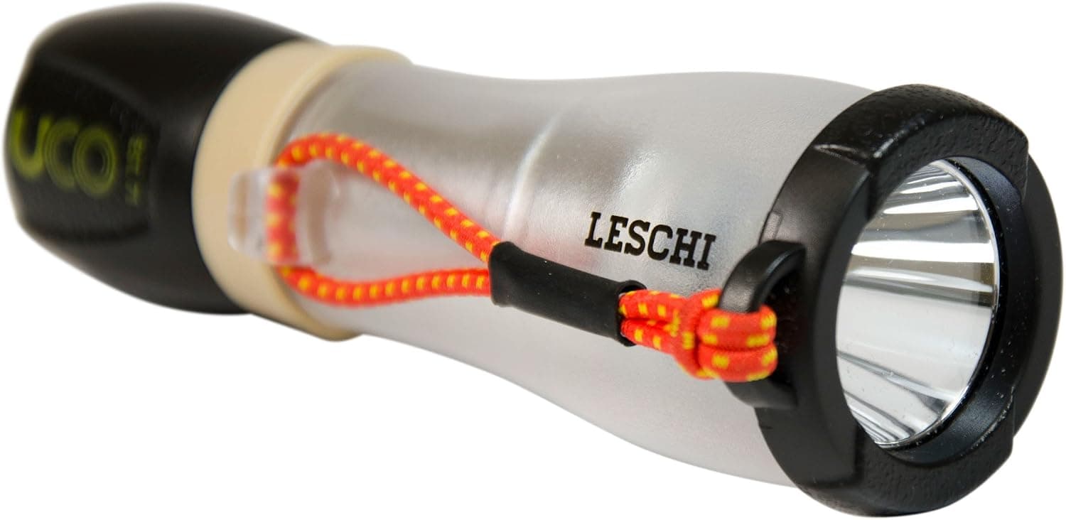 Linterna UCO Leschi, linterna de camping de 110 lúmenes y linterna LED a pilas con atenuador y luz estroboscópica