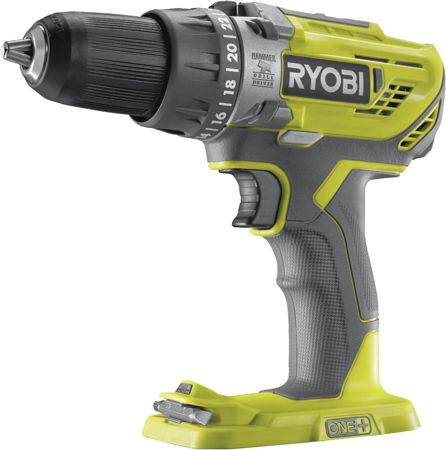 Ryobi R18PD3-0 ONE+ Taladro de percusión compacto inalámbrico de 18 V (solo cuerpo), Hyper Green