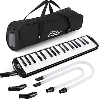 Eastar 37-Key Melodica Beginners Air Piano Keyboard, Tubes & Case, Black