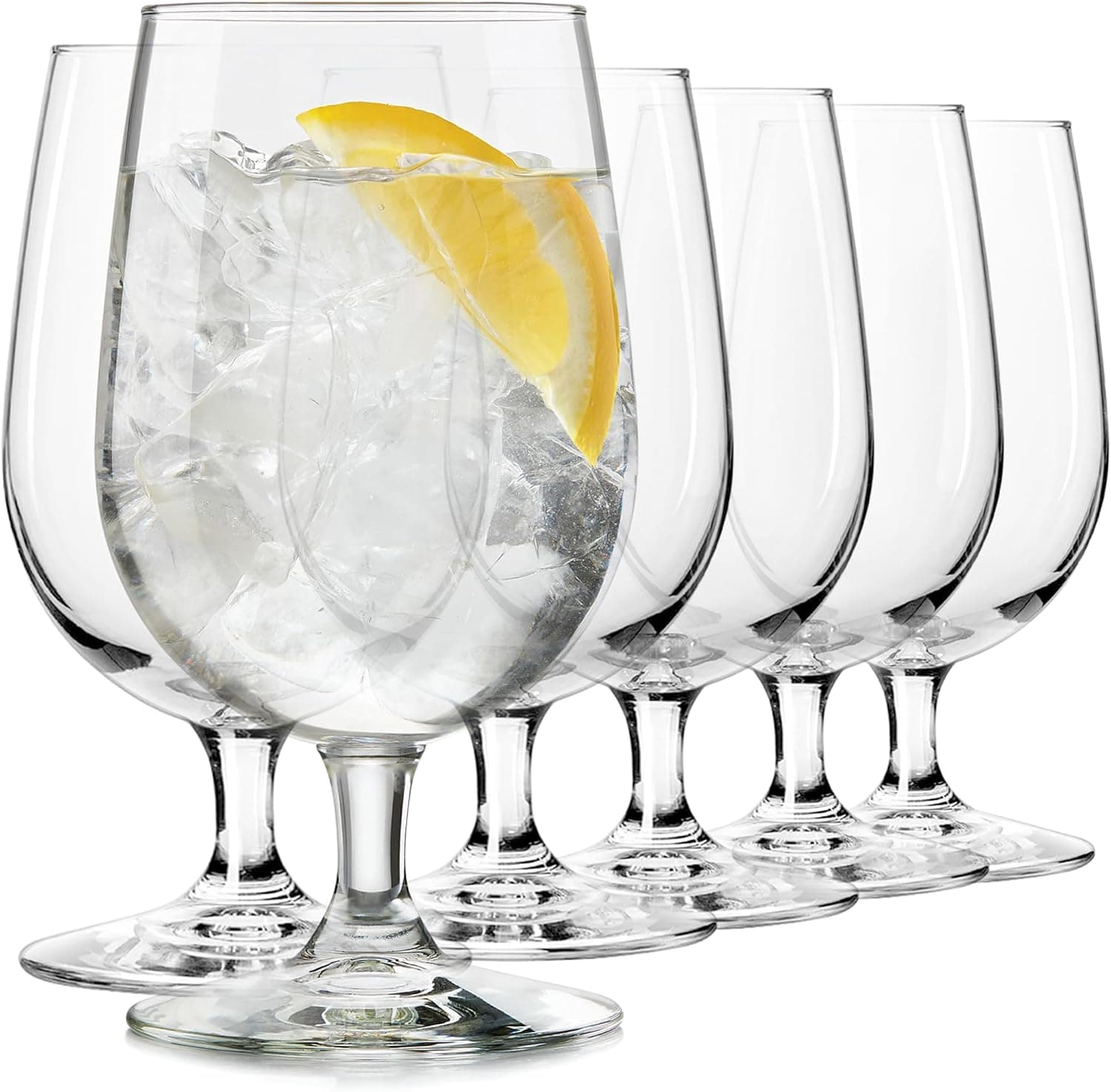 Gafas de agua con tallo Libbey Entertaining Essentials, juego de 6 copas de agua multiusos transparentes, aptas para lavavajillas, copas de 16 oz para fiestas