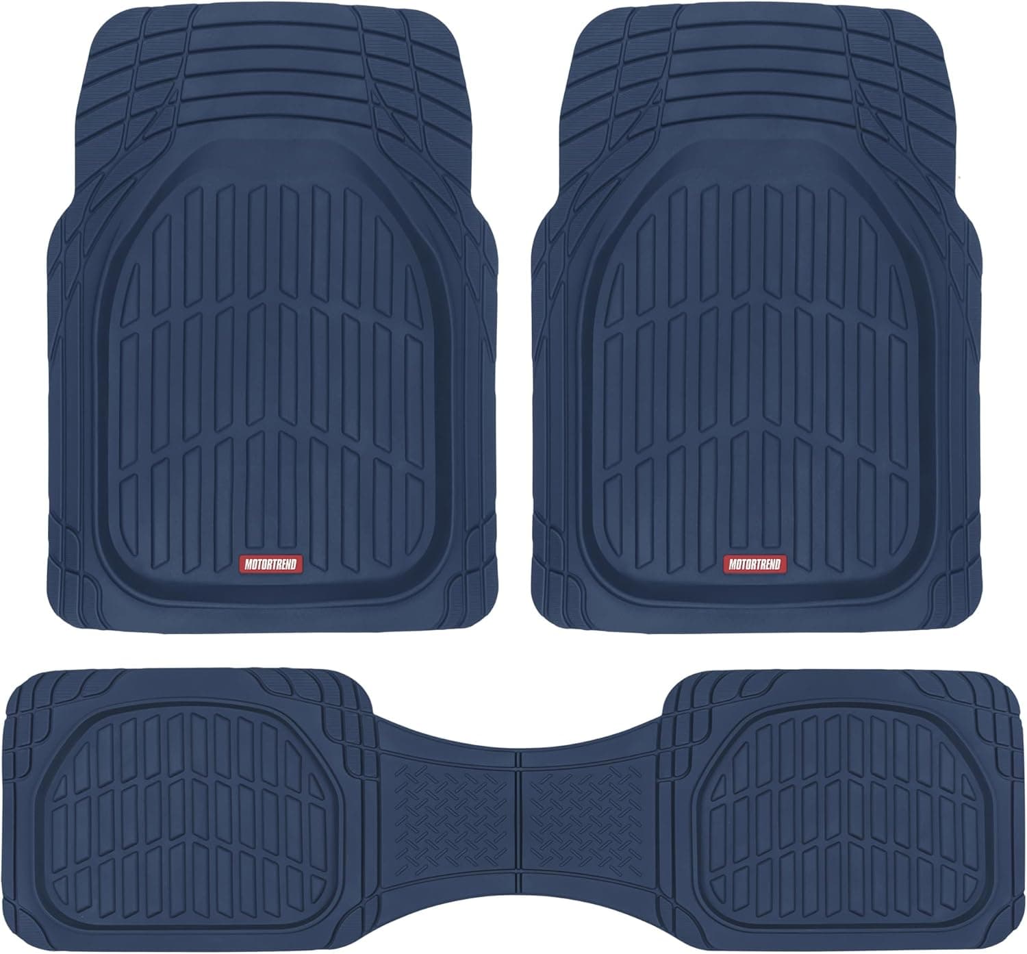 Motor Trend FlexTough Tapetes para piso para automóviles, tapetes azules para todo tipo de clima, tapetes impermeables para pisos automotrices para autos, camiones, SUV, revestimiento universal para piso, accesorios para automóviles