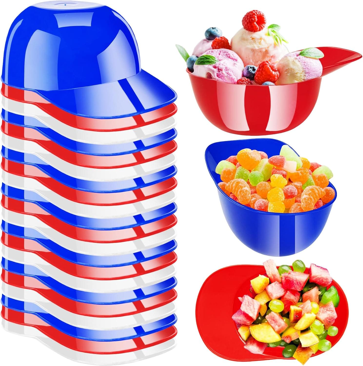 Alaeseje Paquete de 36 cuencos de plástico para casco de béisbol de 8 oz | Mini cuencos de gorra de béisbol de postre de helado, tazas de aperitivos para fiestas para suministros de fiesta de cumpleaños