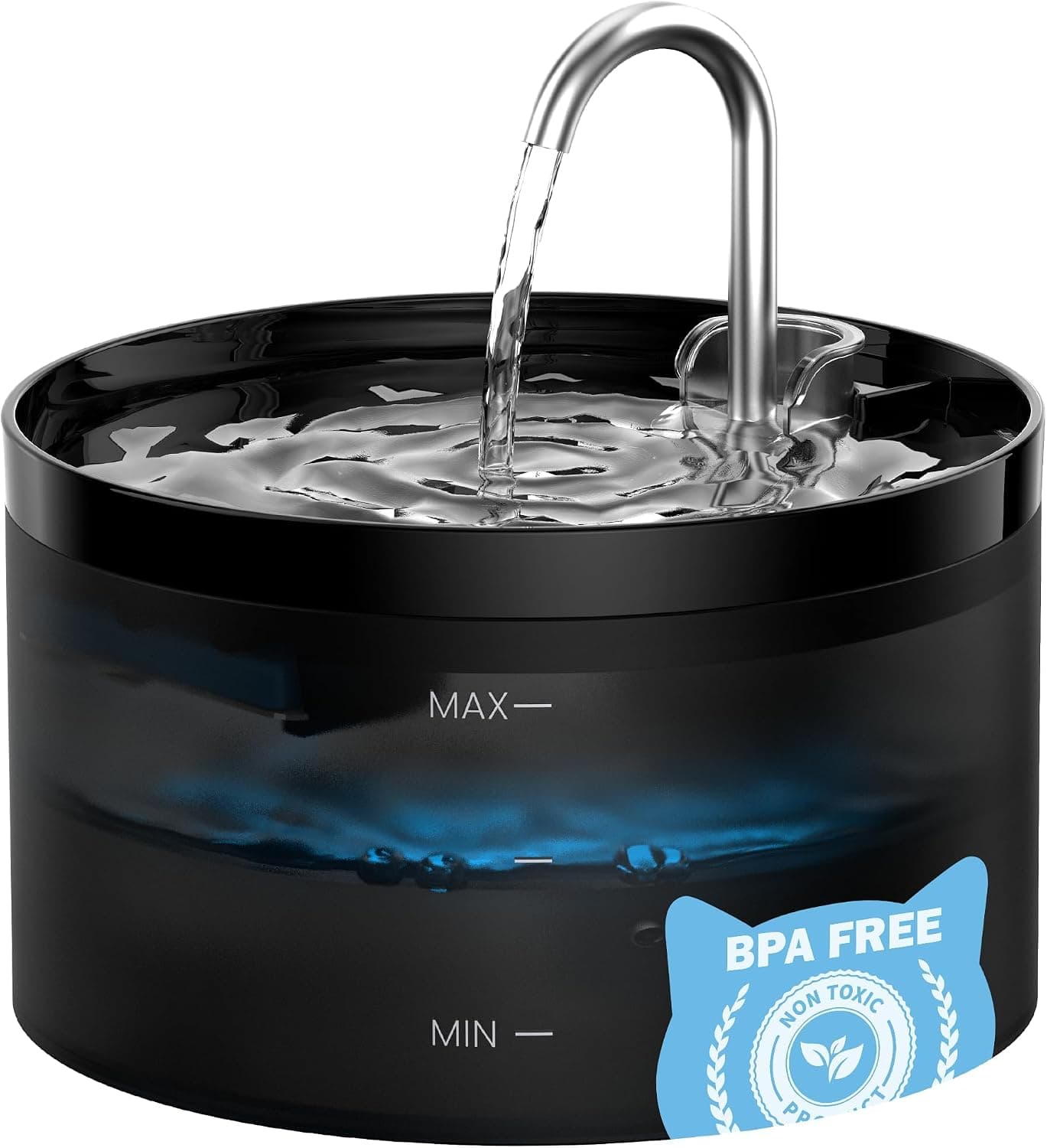 Fuente de agua para gatos: Fuentes para cuencos para perros - Dispensador automático para mascotas - Cuencos para beber para perros en interiores - Suministros para platos de riego automático - Máquina para animales de fácil limpieza - Fuente silenciosa para bebidas para gatitos de 67 oz/2 L