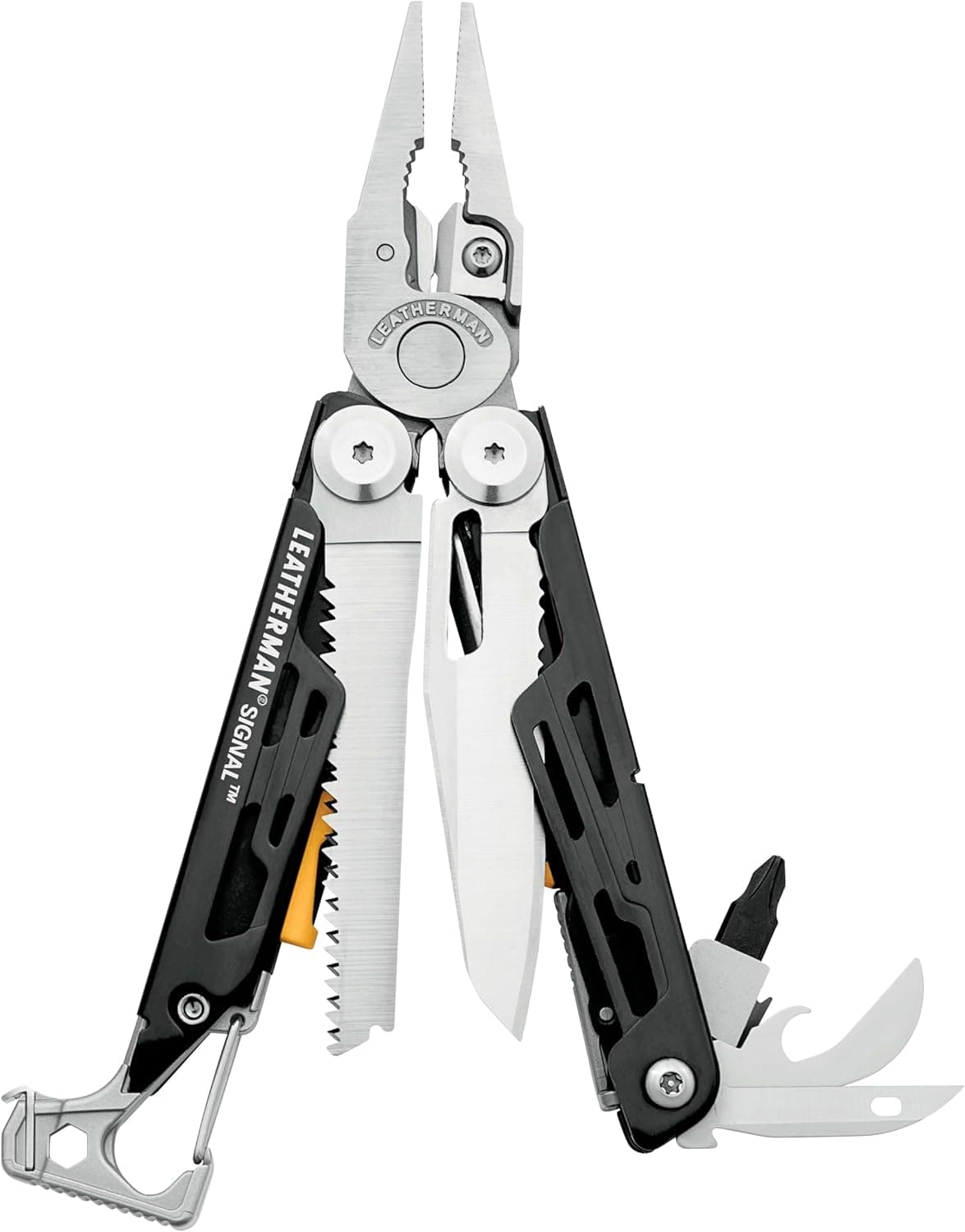 LEATHERMAN, Signal, multiherramienta 19 en 1 para exteriores, camping, senderismo, pesca, supervivencia, EDC duradero y ligero, fabricado en EE. UU., acero inoxidable | Arrancador de fuego de ferrocerio, silbato de emergencia y afilador con revestimiento de diamante para camping, senderismo y supervivencia, fabricado en EE. UU.