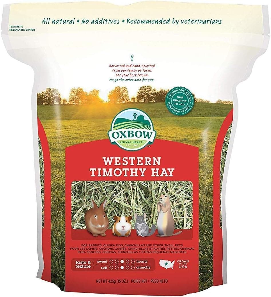 Oxbow Western Timothy Hay, conejo y conejillo de indias, fibra alta, EE. UU., 15 oz | Oxbow Timothy Hay, conejo de heno para conejos, cobayas, conejillos de indias y chinchillas, clasificado a mano, desempolvado, hecho en EE. UU.