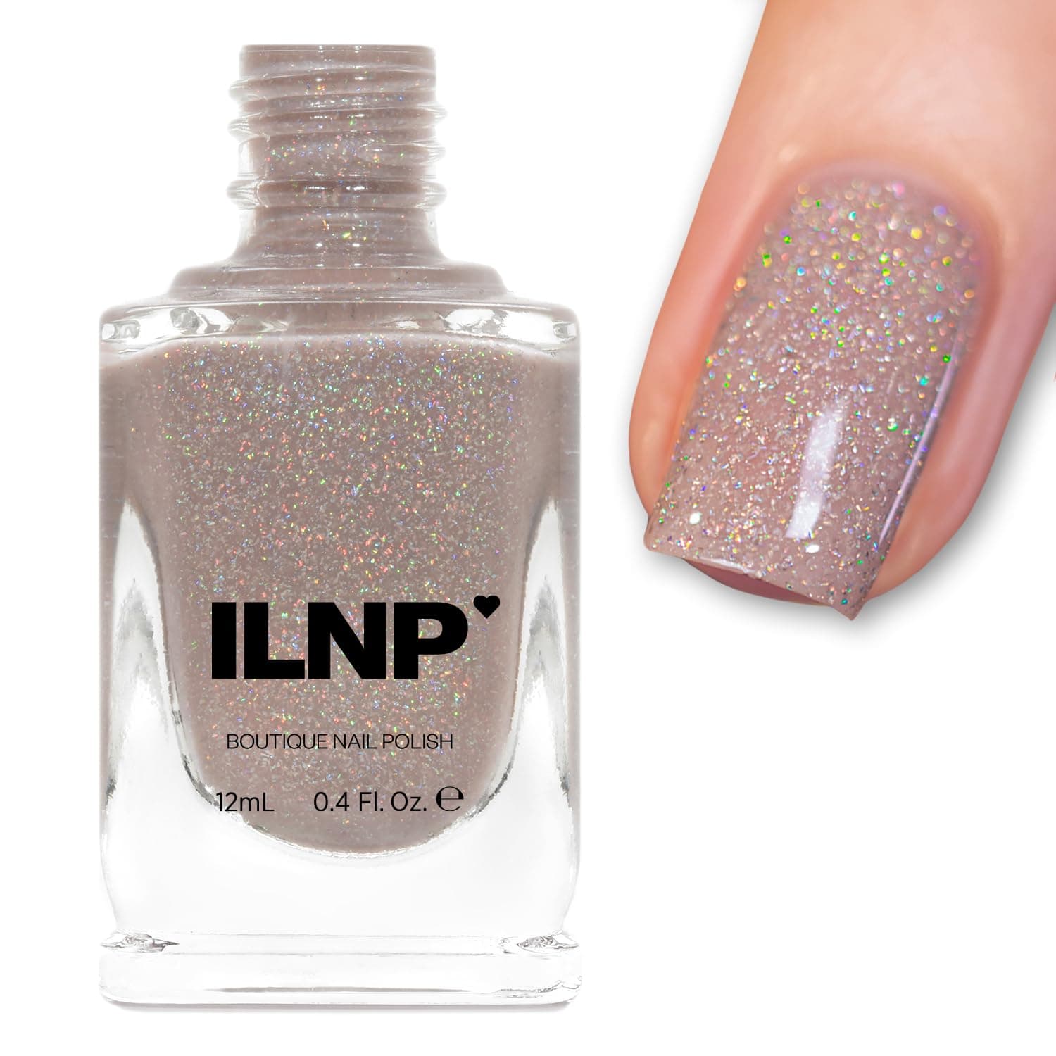 ILNP Manor House - Esmalte de uñas holográfico de gelatina pura taupe, brillo de nude neutro, no tóxico, vegano, sin gel resistente a las virutas