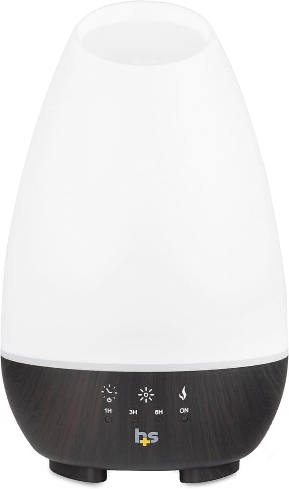 HealthSmart Difusor de aceites esenciales de 500 ml para habitaciones grandes, humidificador de niebla fría y difusor de aromaterapia, temporizador ajustable, modo de niebla y 7 colores de luz LED, blanco (paquete de 1)